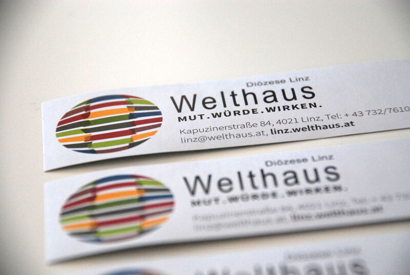 Welthaus Adresskleber