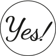 Sprechblase mit Text "Yes!"