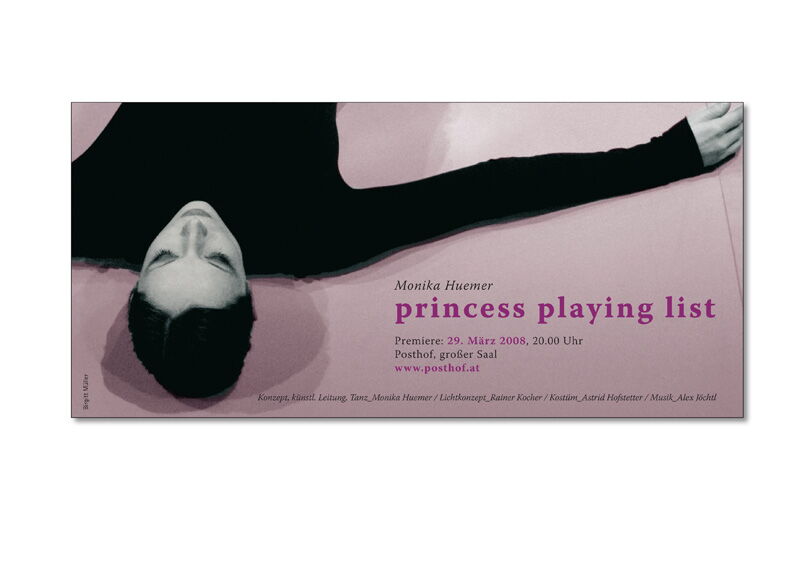 Monika Huemer, Tanz  Ankündigungskarte "Princess playing list"