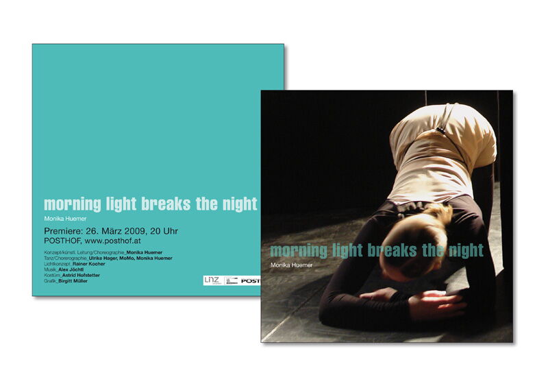 Monika Huemer, Tanz  Ankündigungskarte "Morning Light breaks the night"