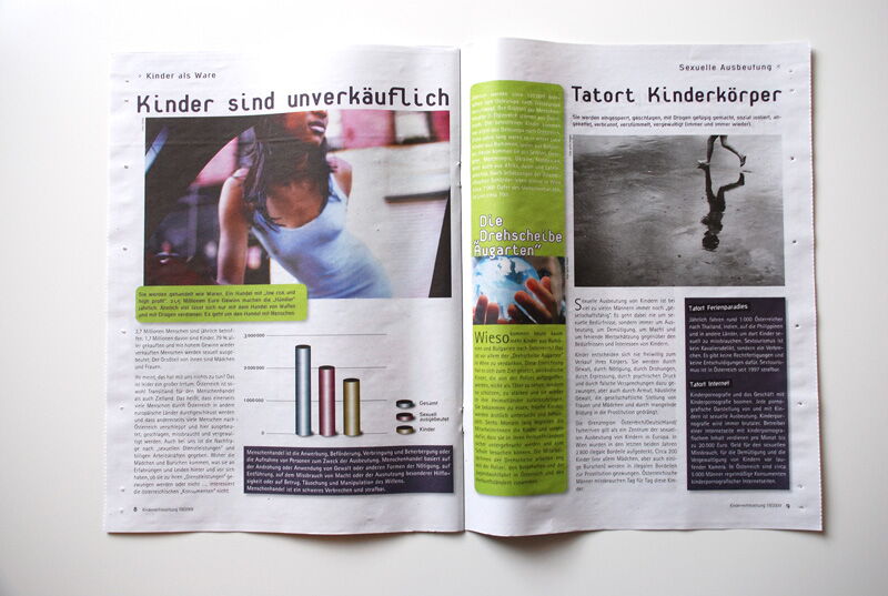 Zeitung "Alles, was Recht ist" Doppelinnenseite der Ausgabe 19, "20 Jahre Kinderrechtekonvention"